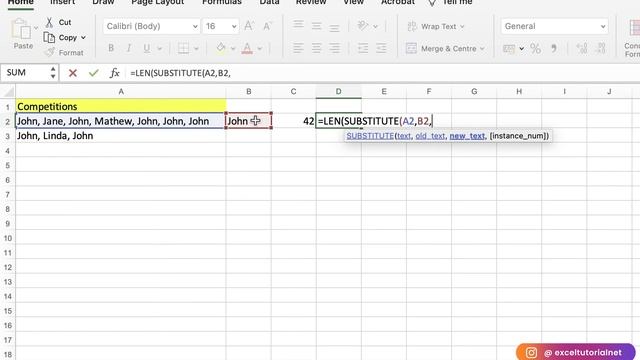 Count Specific Word Occurs in a Cell | How to Use LEN , SUBSTITUTE Functions смотреть онлайн