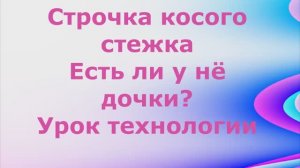 Строчка косого стежка. Строчка крестиком. Урок труда. Строчка косого стежка. Есть ли у неё дочки?