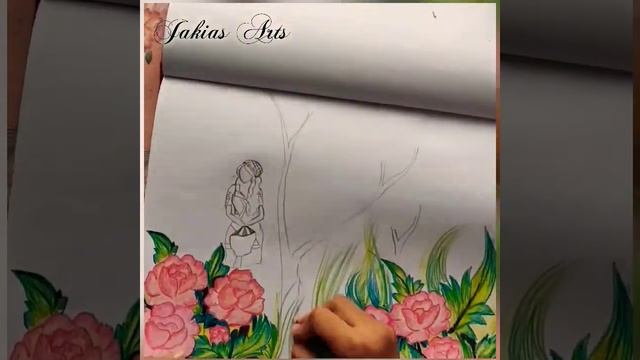 Girl inside the garden। Complete satisfying Eye Soothing Drawing #shorts jungle Roses & Trees смотреть онлайн