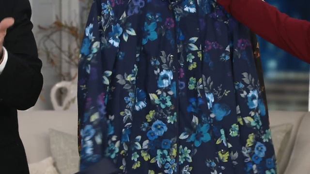 Dennis Basso Water Resistant Printed Jacket with Trim on QVC смотреть онлайн