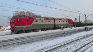 Грузовые поезда РЖД под Новосибирском (деревня Барышево) | Железная дорога в Сибири