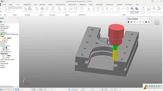 PowerMill 2019 Tutorial  | 2D Pocket  & T Slot Mill