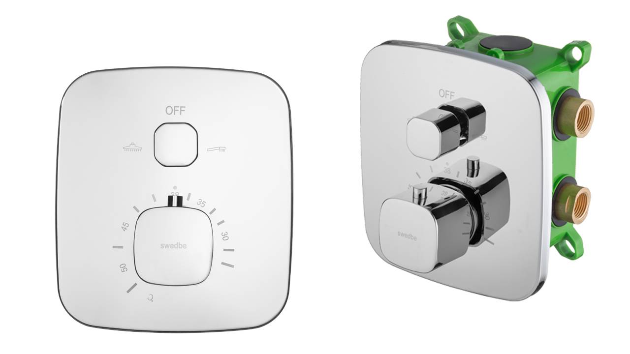 Распаковка встраиваемого термостатического смесителя Swedbe Platta 9031 смотреть онлайн