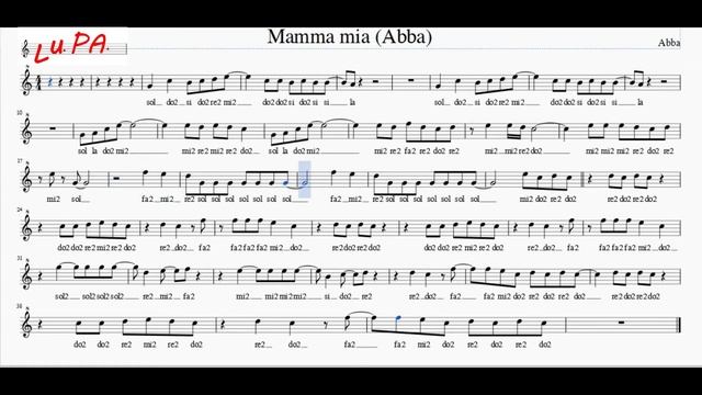 Mamma mia - Karaoke - Flauto - Note - Spartito - Canto - instrumental смотреть онлайн