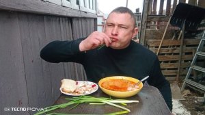 мукбанг/обжор/борщ,сальцо,обед на свежем воздухе/