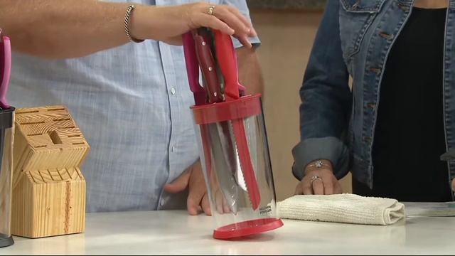 Kuhn Rikon Easy Clean Clear Round Knife Block on QVC смотреть онлайн