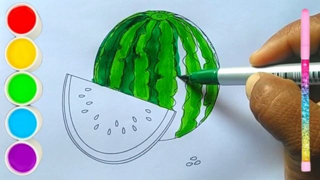 Watermelon 🍉 🍉 Drawing, Painting, Coloring for Kids and Toddlers | Learn drawing#watermelon смотреть онлайн