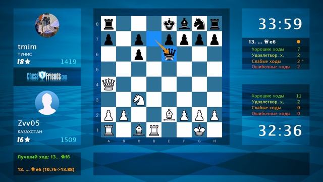 Chess Game Analysis: Zvv05 - tmim : 1-0 (By ChessFriends.com) смотреть онлайн