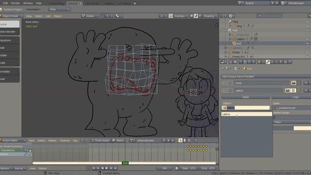 Blender 2.8 grease pencil : using lattice modifier to make wobble effects смотреть онлайн