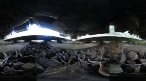 360° camera under local train at station (4K) Virtual Reality