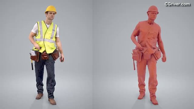 3D Human Model: Realistic Construction Worker for 3ds Max, Cinema 4D, SketchUp, Rhino, VRay смотреть онлайн