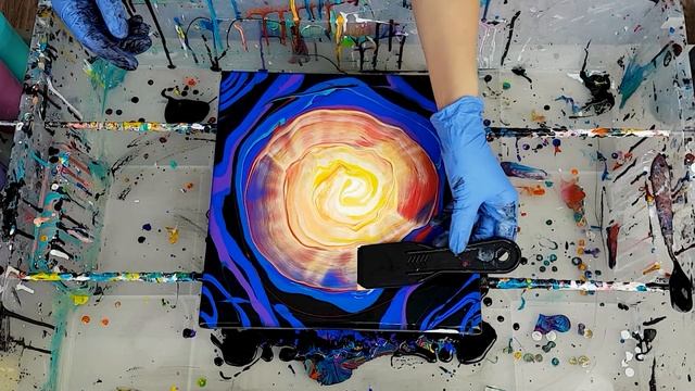 Chameleon Cells Swirl Pour - with BLACK!😎 Galaxy or Tie-Dye effect! Acrylic Pour Painting Technique смотреть онлайн