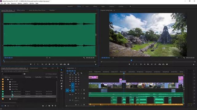 Adobe Premiere Pro CC tutorials for beginners | Set audio level for multiple clips смотреть онлайн