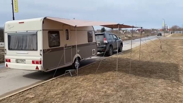 Бескаркасная маркиза к автодому, прицепу-даче, дом на колесах. смотреть онлайн