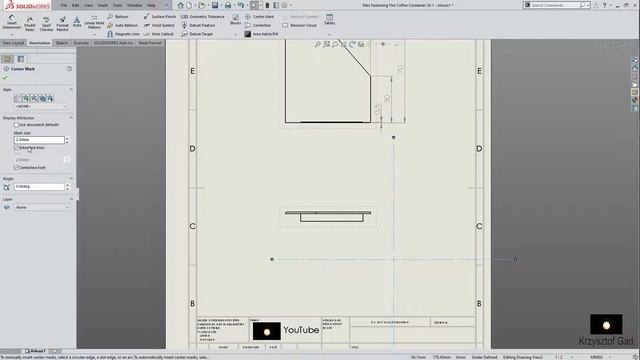 SOLIDWORKS 2019 - RIBS FASTENING THE COFFEE CONTAINER - DRAWING - COFFEE MACHINE смотреть онлайн