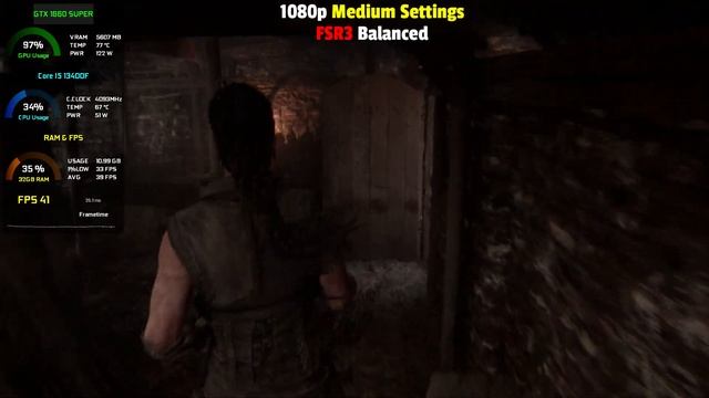 Hellblade 2 : GTX 1660 SUPER - 1080p All Settings + FSR3 Frame Gen Mod