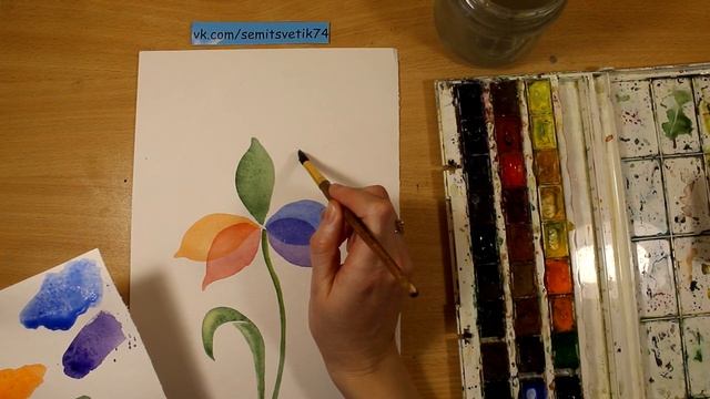 Рисуем семицветик акварелью смотреть онлайн