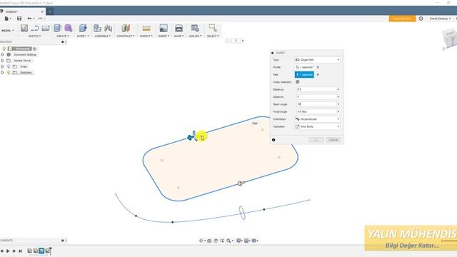 6 ) Autodesk Fusion 360 - Sweep Komutu смотреть онлайн