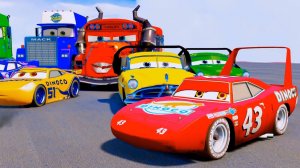 Мультики про цветные машинки молния маккуин мисс фриттер гонки мак трак шторм Песни для детей