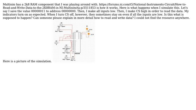 Electronics: Why does this RAM component have unpredictable behavior in Multisim? смотреть онлайн