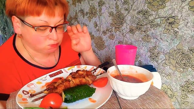 Мукбанг АСМР/Шашлык по домашнему/Обжор по русски/Mukbang ASMR/