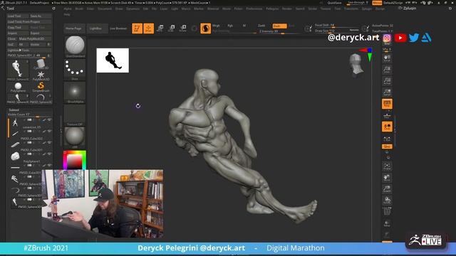 Digital Marathon - Deryck Pelegrini - ZBrush 2021.7 (10-7-21 Part 2) смотреть онлайн