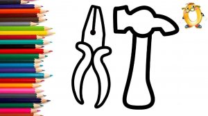 Мультик - раскраска для детей ИНСТРУМЕНТЫ. Учимся как рисовать ИНСТРУМЕНТЫ // ОБУЧАШКА ТВ