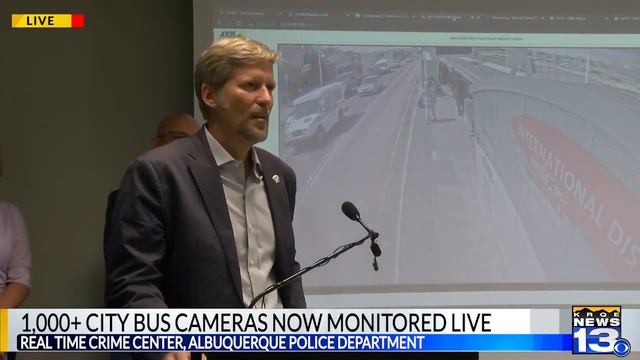 News Conference: Albuquerque connects city bus cameras to real time police monitoring center смотреть онлайн