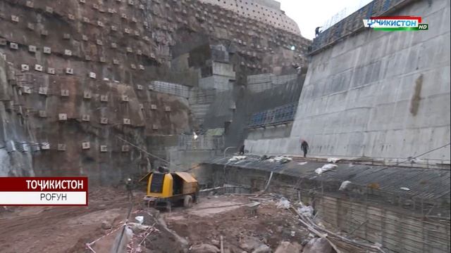 Рафти корхои сохтмони дар Неругохи барки Рогун ( 10.02.2019 ) Рогунская ГЭС