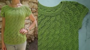 Ажурная кофточка на круглой кокетке. Как связать. Описание, объяснение, расчёты.