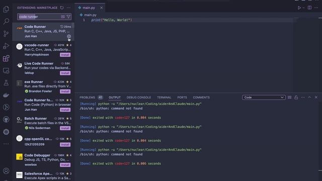 /bin/sh: python: command not found | Mac | vs code [ERROR FIX] смотреть онлайн
