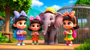 Веселые зверята и малыши идут в зоопарк.