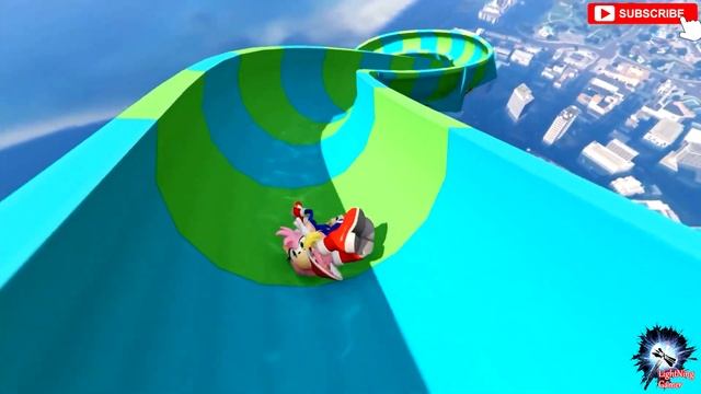 GTA 5 Epic Water Slide Ragdolls With SONIC and AMY Jumps Fails - OP MOMENTS смотреть онлайн