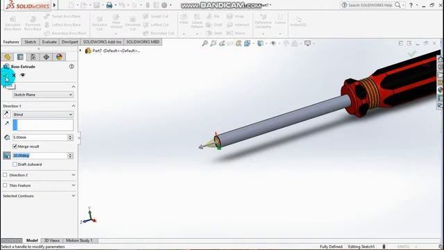 Solidworks Tutorial Sketch Model 22 - Screw driver смотреть онлайн