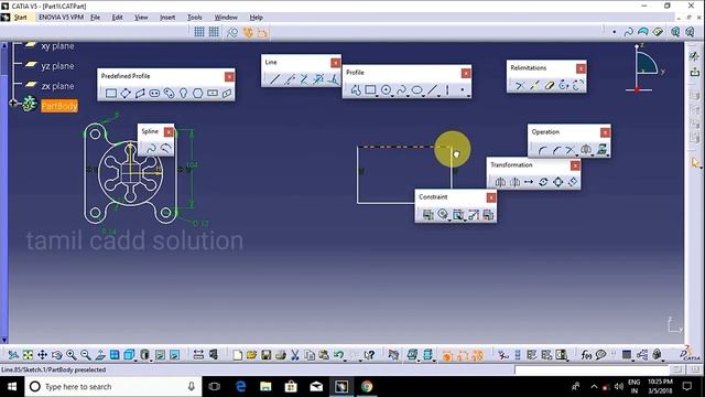 CATIA V5 Sketcher Constraints Option No.2 - Tamil смотреть онлайн