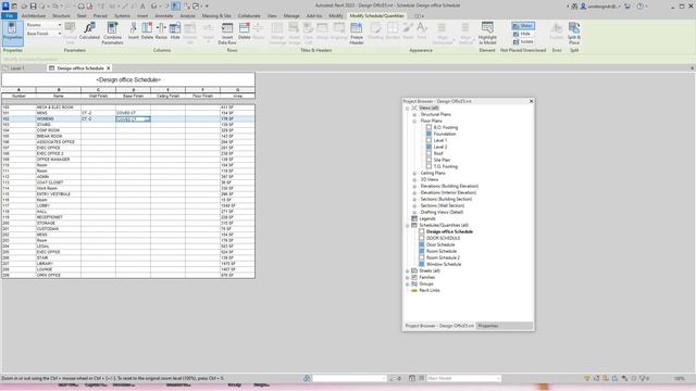 Revit 2023 Commercial Room Finish Schedule смотреть онлайн