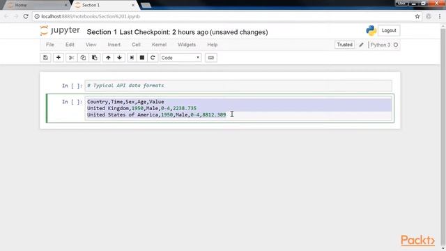 Python Data Visualization with Matplotlib 2.x : Typical API Data Formats | packtpub.com смотреть онлайн