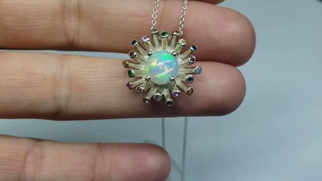 Sterling Silver Opal Gemstone Pendant #300