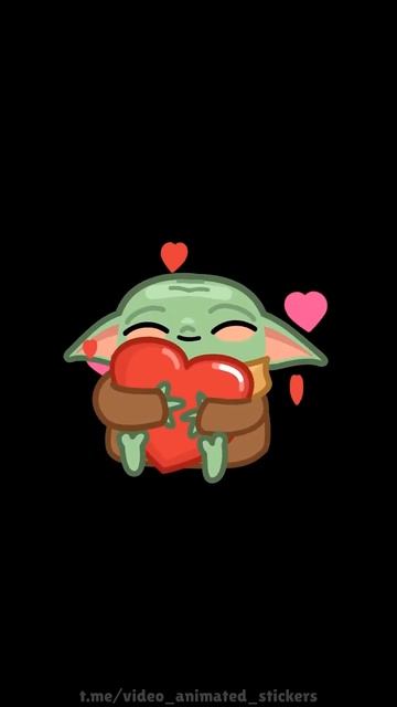 Baby Yoda Sticker Pack. Heart Animated Sticker | Стикерпак «Малыш Йода». Стикер «Сердце»