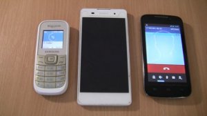 Incoming call & Outgoing call at the Same Time Sony Xperia E5 + Explay alto+Samsung 1200M