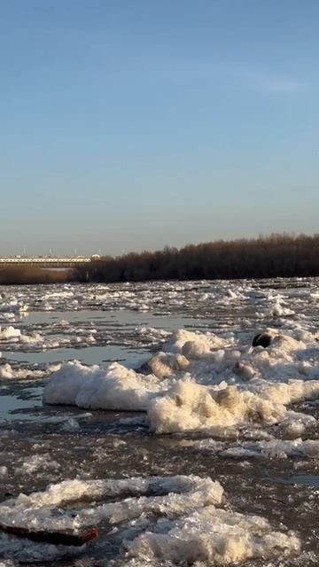 Эффектный ледоход в Омске. Апрель, 2025. смотреть онлайн