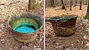 Нашёл большой зеленый казан в лесу весь в заклепках. Забрал домой. Топ находок