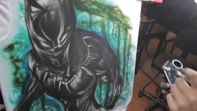 Amazing Black Panther Marvel comics airbrush shirt смотреть онлайн