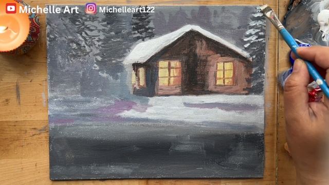 Acrylic Painting Winter Scene Beginners / Acrylic Painting Lake Scene / Michelle Art #80 смотреть онлайн