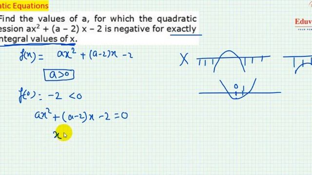 Find a,for which the expression ax^2 + (a-2) x – 2 is negative for exactly two integral values of x смотреть онлайн