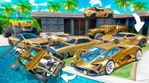 Угнал кучу золотых чит тачек и огромный монстр трак у мажора за 180 сек! Битва воров в ГТА 5 Онлайн