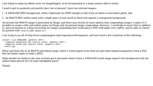 ImageMagick convert: Placing text on a book cover смотреть онлайн