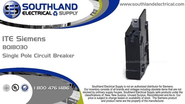 ITE/ Siemens BQ1B030, 30 Amp, Single Pole, Bolt-in Circuit Breaker смотреть онлайн
