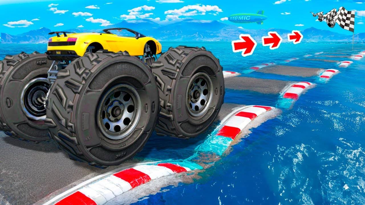 Как далеко тачка сможет проехать по водным кочкам в гта 5 ? смотреть онлайн