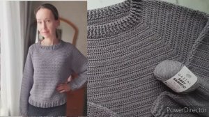 Джемпер крючком регланом сверху. Описание.